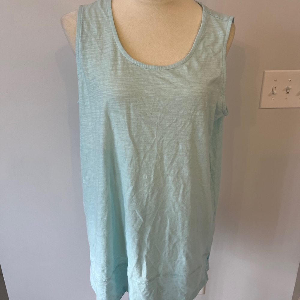 Lands' End Women's Light Blue Tank Top cotton size large